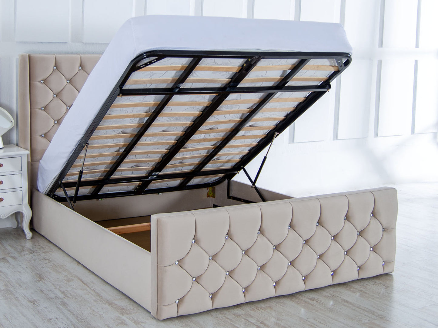Florida Bed With Ottoman Gas Lift Storage & Mattress Included