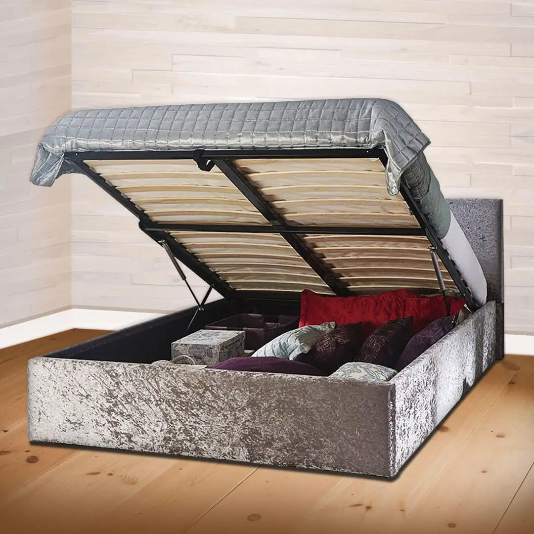 Elo Crushed Velvet Ottoman Storage Bed