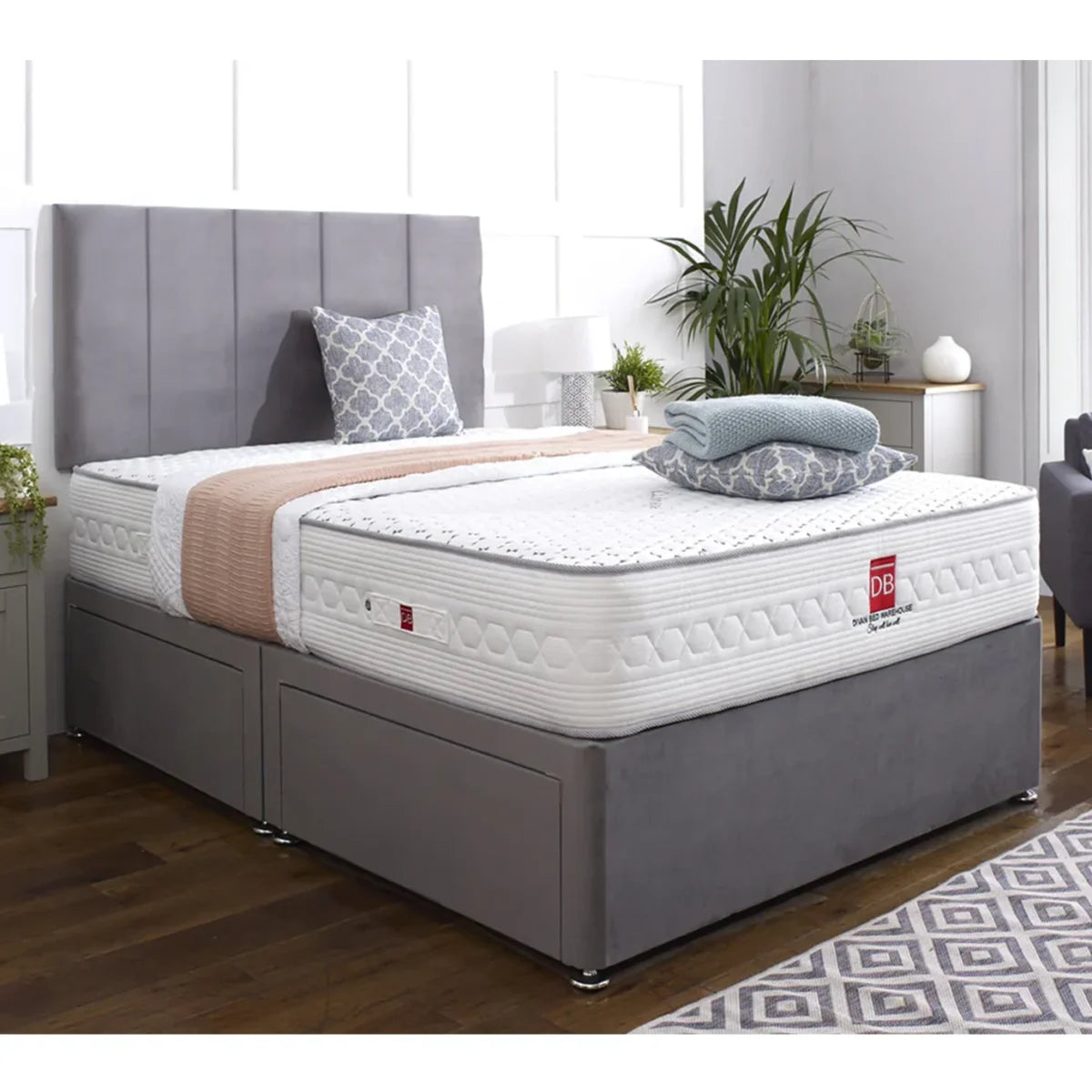 King Size Divan Bed with Optional Mattress & Storage Drawers