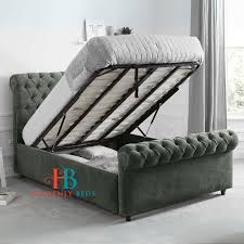 Sleigh Bed With Ottoman Storage & Mattress Included